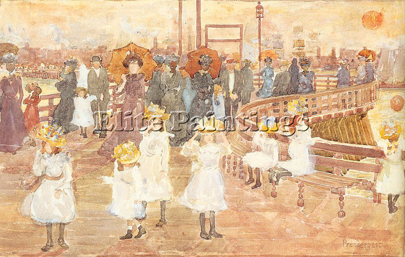 MAURICE BRAZIL PRENDERGAST SOUTH BOSTON PIER ARTIST PAINTING HANDMADE OIL CANVAS