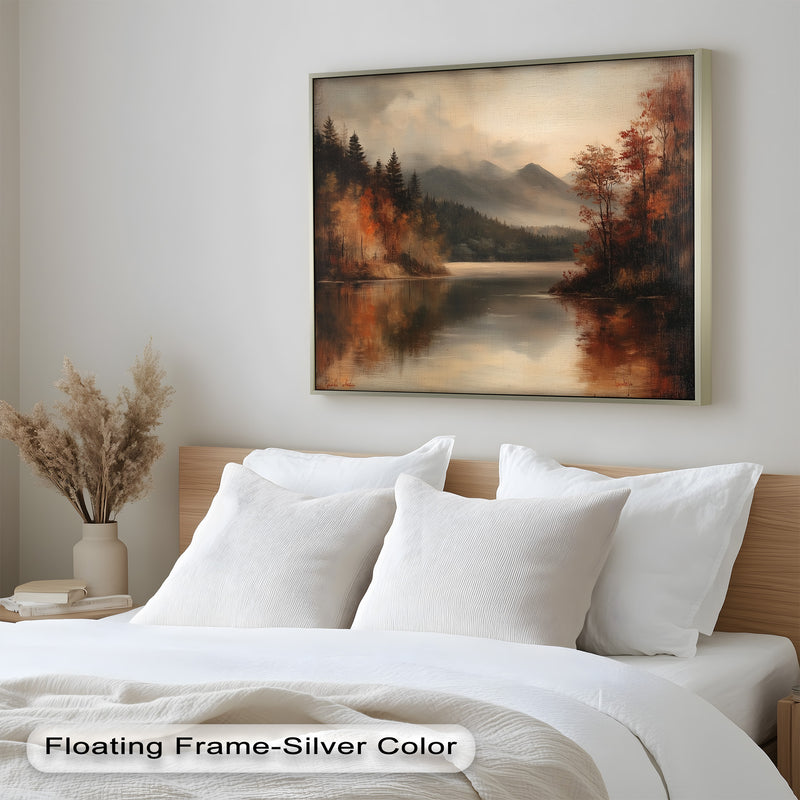 Rustic Dark Fall Framed – Moody Autumn Oil Painting