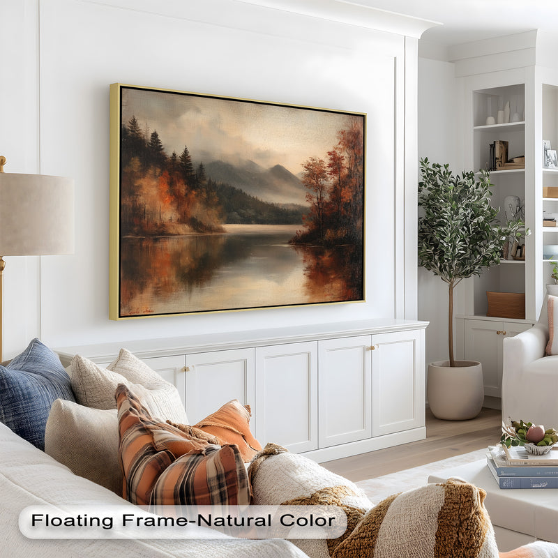 Rustic Dark Fall Framed – Moody Autumn Oil Painting