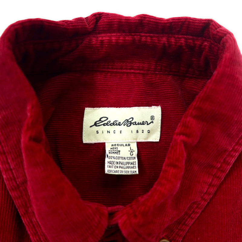 Eddie Bauer 90年代 コーデュロイ ボタンダウンシャツ L レッド コットン ビッグサイズ