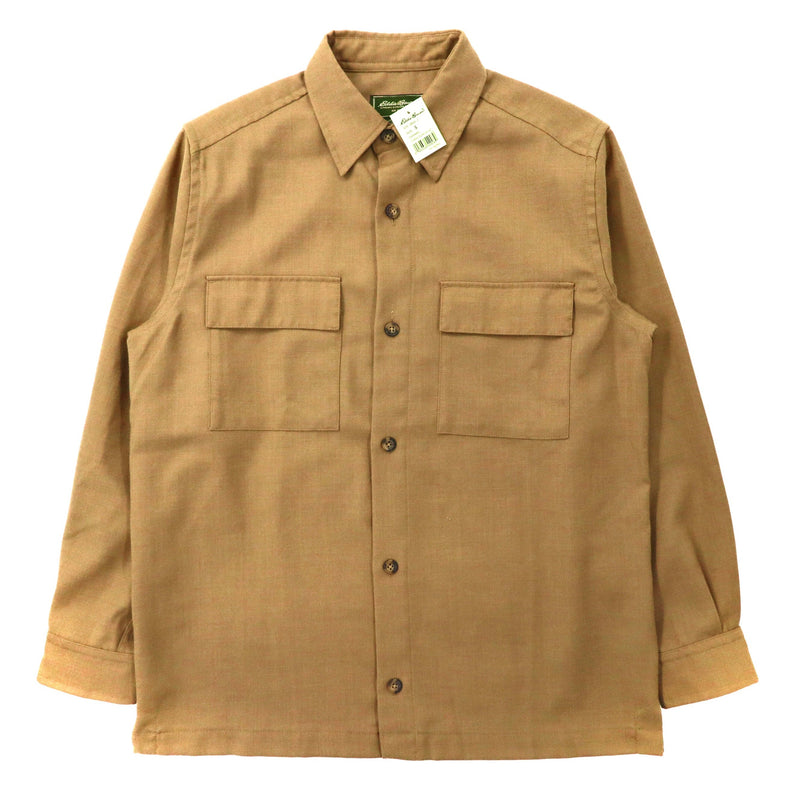 Eddie Bauer フランネルワークシャツ S ベージュ ウール LS WOOL BLEND SH JKT 未使用品