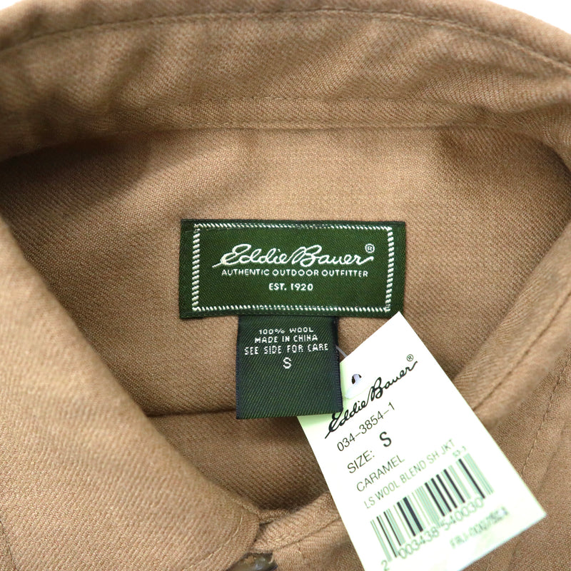 Eddie Bauer フランネルワークシャツ S ベージュ ウール LS WOOL BLEND SH JKT 未使用品