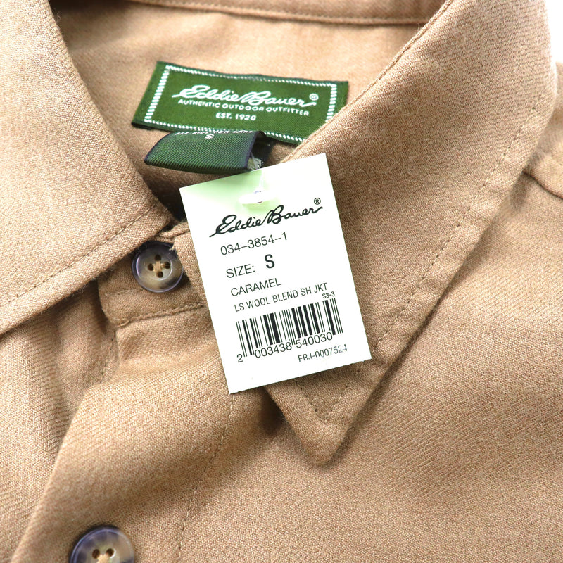 Eddie Bauer フランネルワークシャツ S ベージュ ウール LS WOOL BLEND SH JKT 未使用品