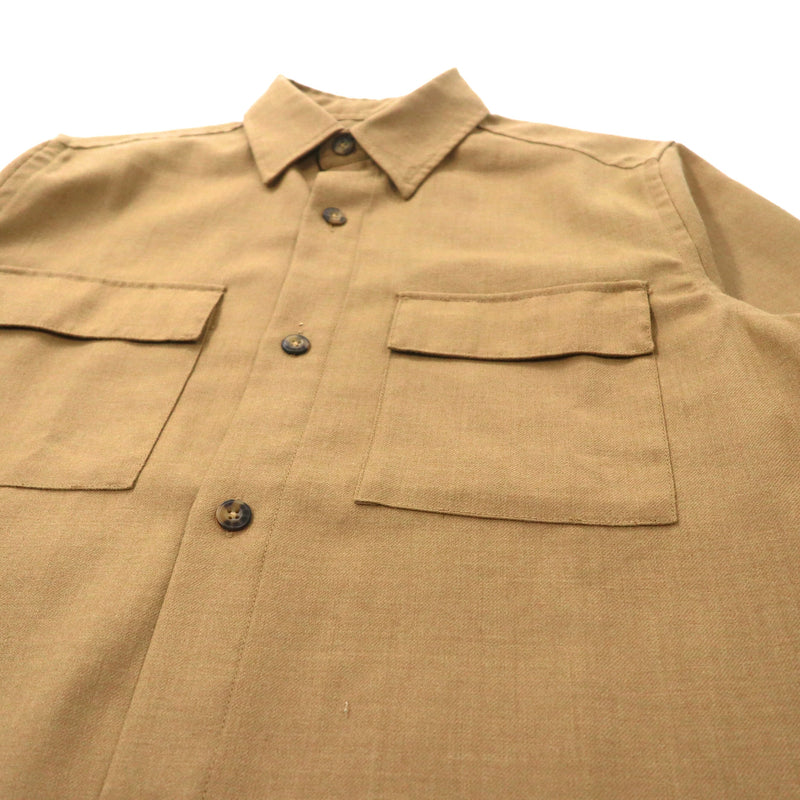 Eddie Bauer フランネルワークシャツ S ベージュ ウール LS WOOL BLEND SH JKT 未使用品