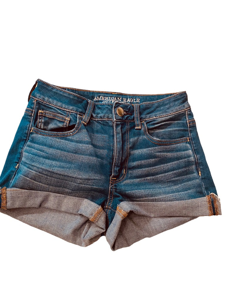 4 American Eagle Outfitters Women's Super Stretch Jean Shorts Cuffed 2