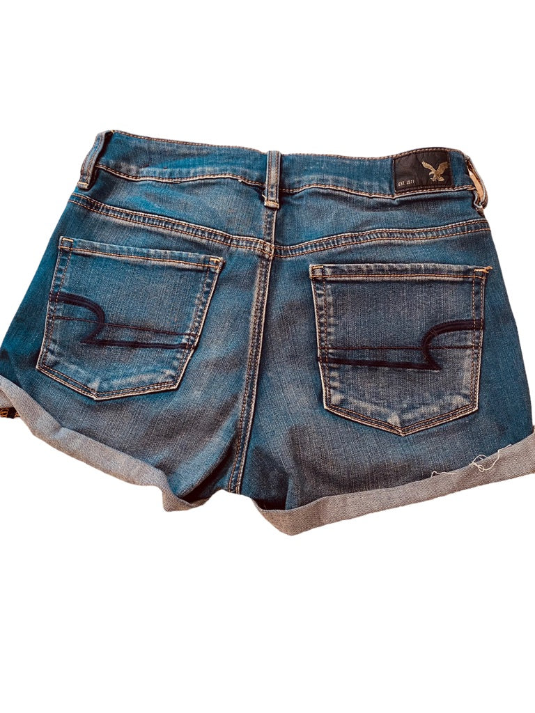 4 American Eagle Outfitters Women's Super Stretch Jean Shorts Cuffed 2