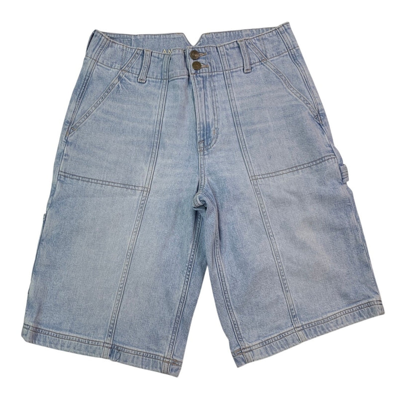 New American Eagle Womens Size 4 Stretch Baggy Bermuda Jorts Denim Jean Shorts