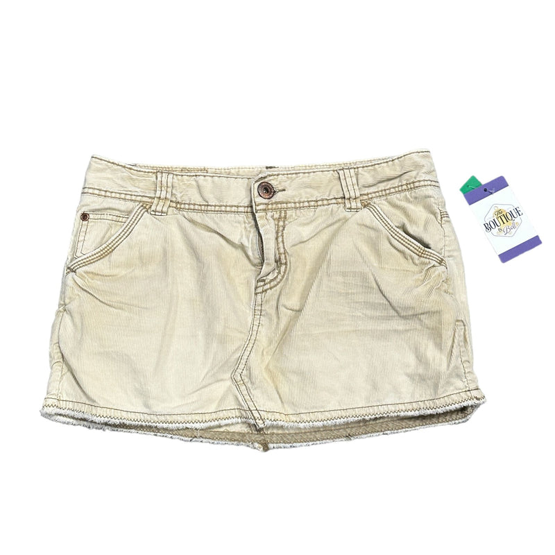 Vintage American Eagle Womens 6 Corduroy Mini Skirt Pockets Belted Cream y2K