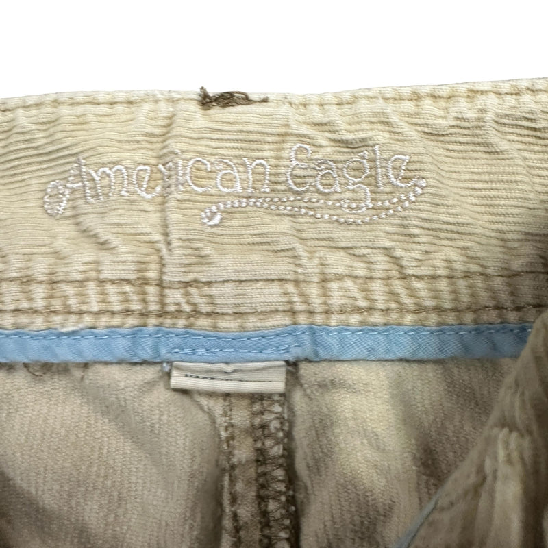 Vintage American Eagle Womens 6 Corduroy Mini Skirt Pockets Belted Cream y2K