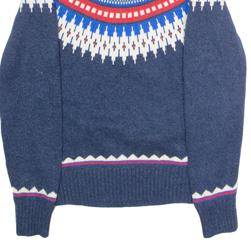 AMERICAN EAGLE Womens Icelandic Jumper Blue Crew Neck Tight Knit Wool S