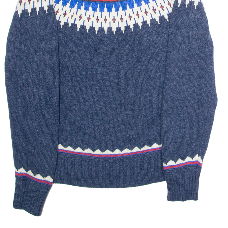 AMERICAN EAGLE Womens Icelandic Jumper Blue Crew Neck Tight Knit Wool S