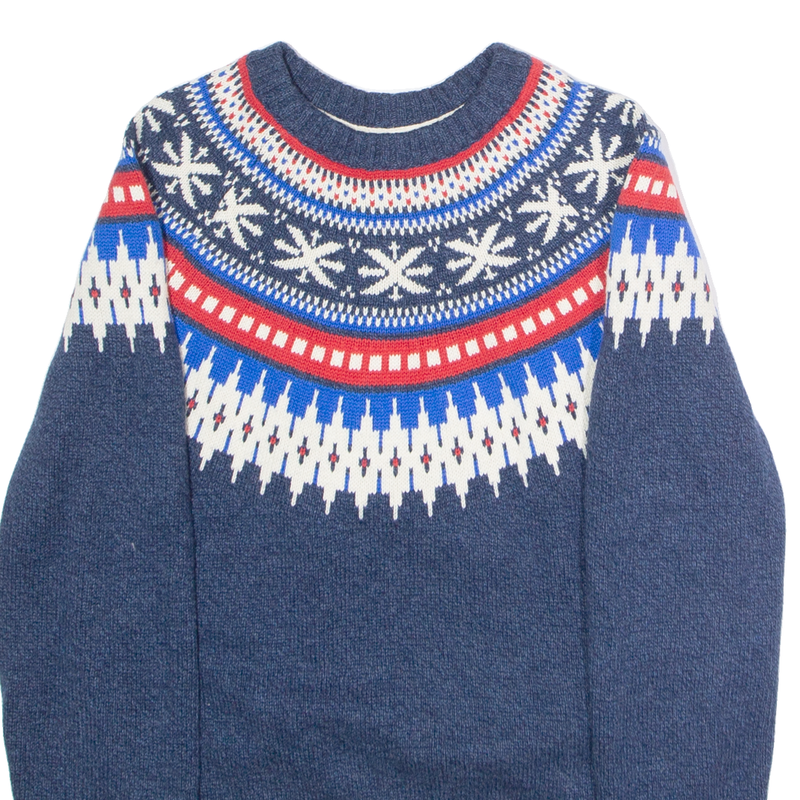 AMERICAN EAGLE Womens Icelandic Jumper Blue Crew Neck Tight Knit Wool S