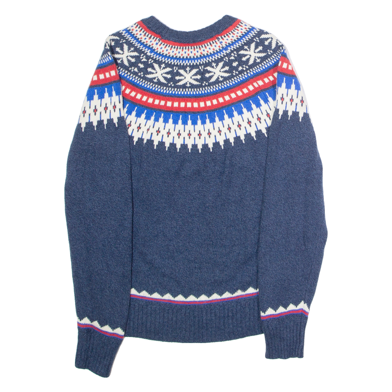 AMERICAN EAGLE Womens Icelandic Jumper Blue Crew Neck Tight Knit Wool S