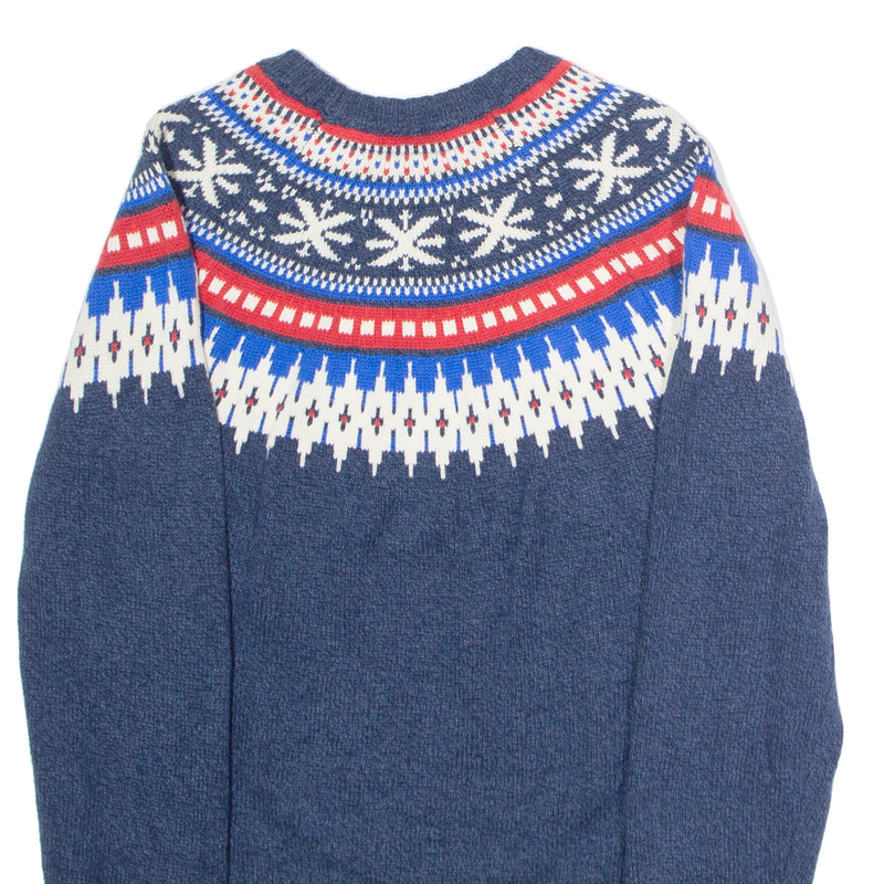 AMERICAN EAGLE Womens Icelandic Jumper Blue Crew Neck Tight Knit Wool S