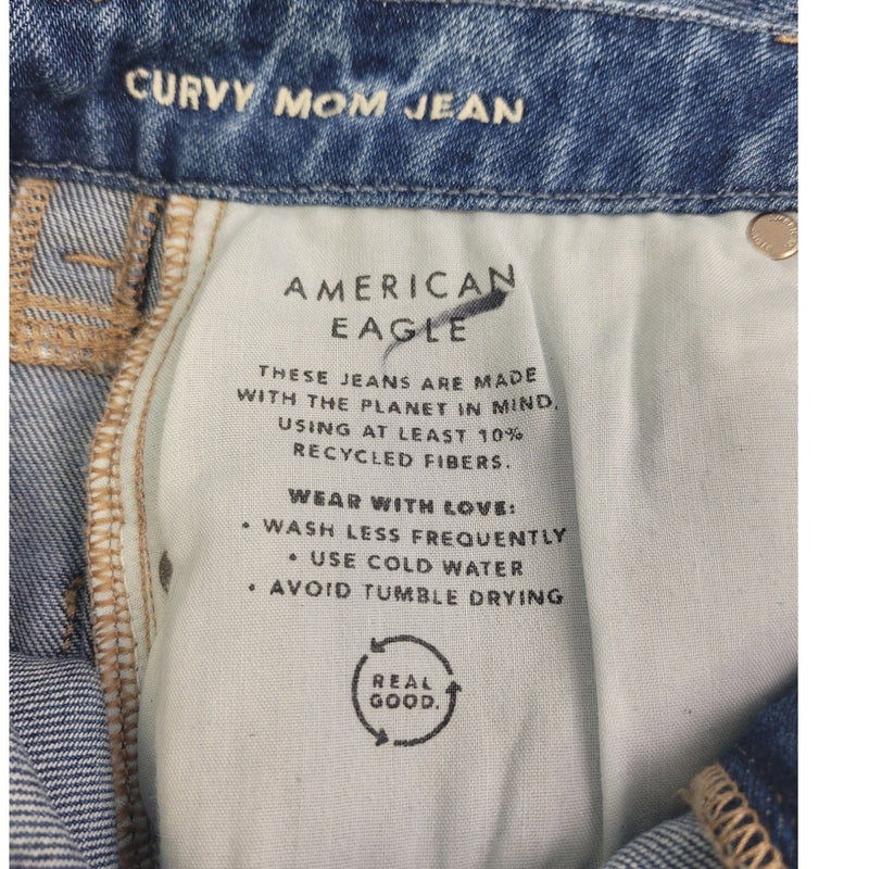 New American Eagle Size 0 Regular Light Rinse Curvy Mom Jean Denim Blue Jeans