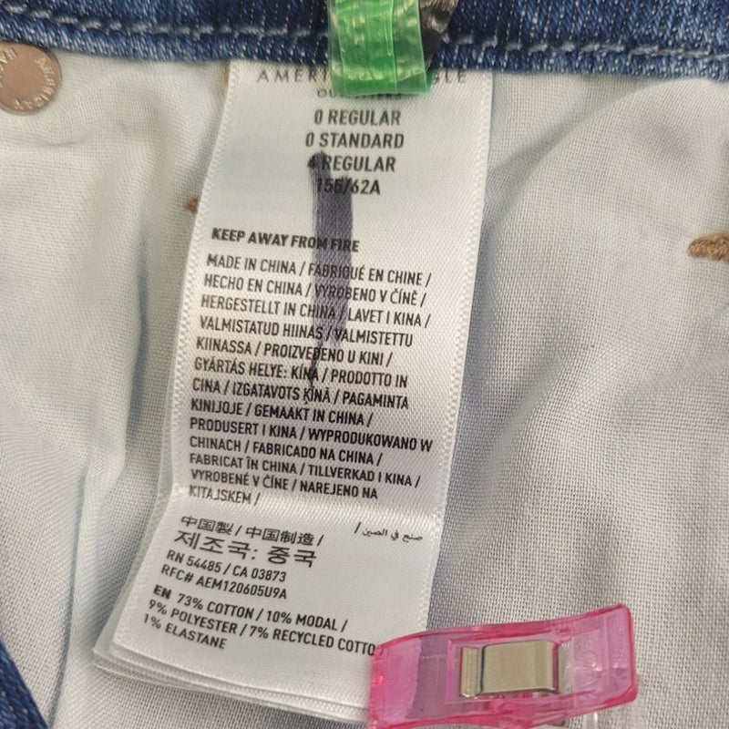 New American Eagle Size 0 Regular Light Rinse Curvy Mom Jean Denim Blue Jeans