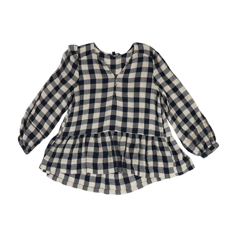 White Check Long Sleeve Blouse