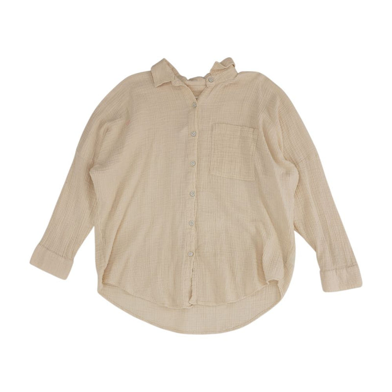 Beige Solid Button Down