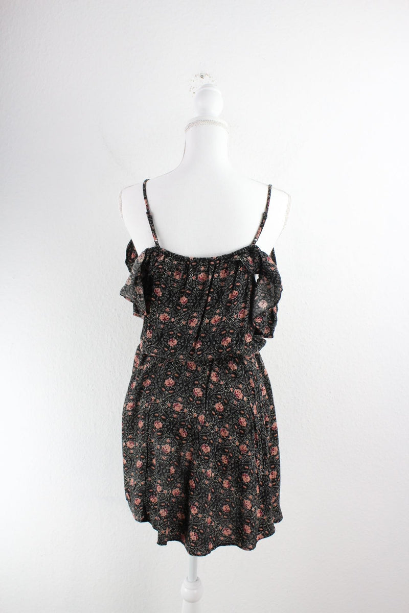 Vintage Black Flower Dress (S)