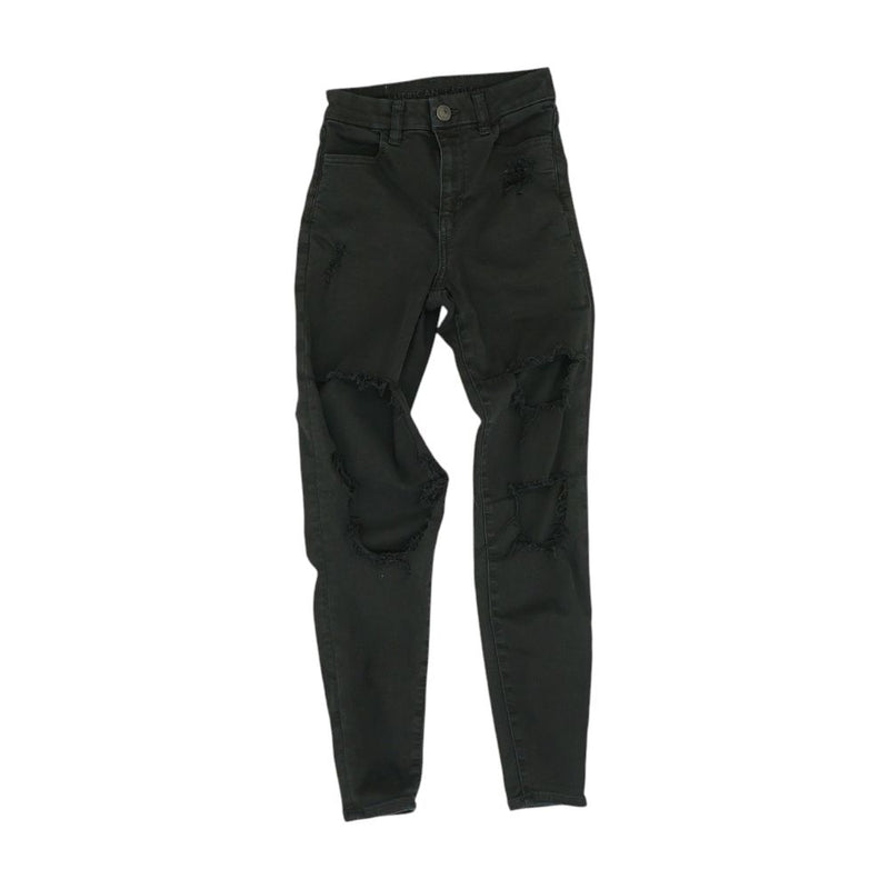 Black Solid High Rise Skinny Leg Jeans