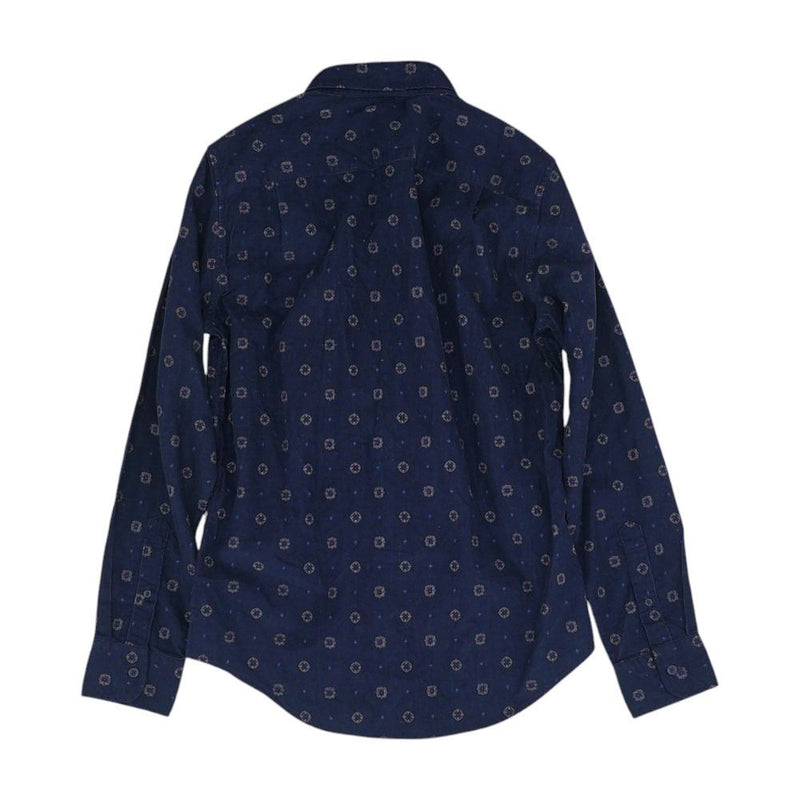 Navy Geometric Long Sleeve Button Down