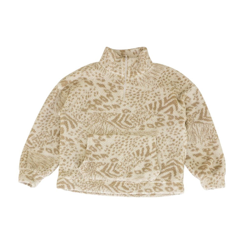 Beige Animal Print 1/4 Zip Pullover
