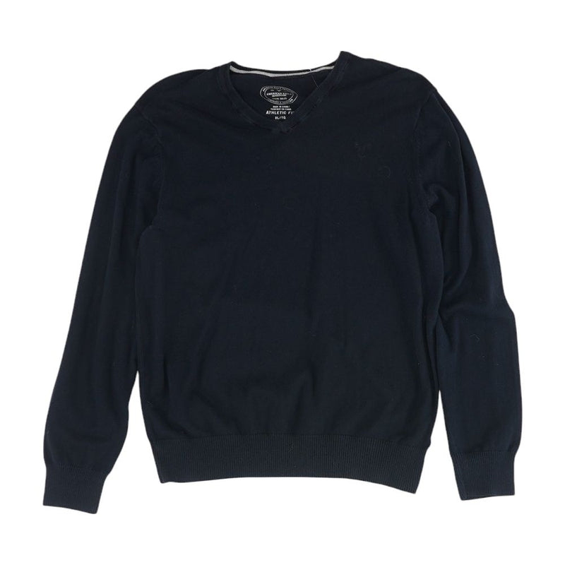 Navy Solid V-neck Sweater