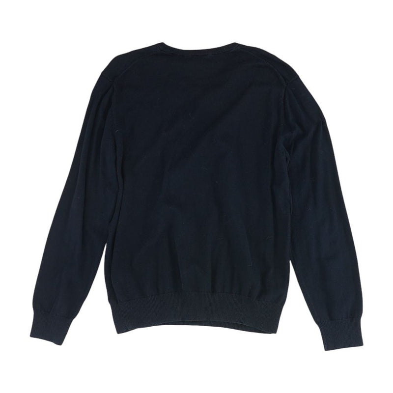 Navy Solid V-neck Sweater