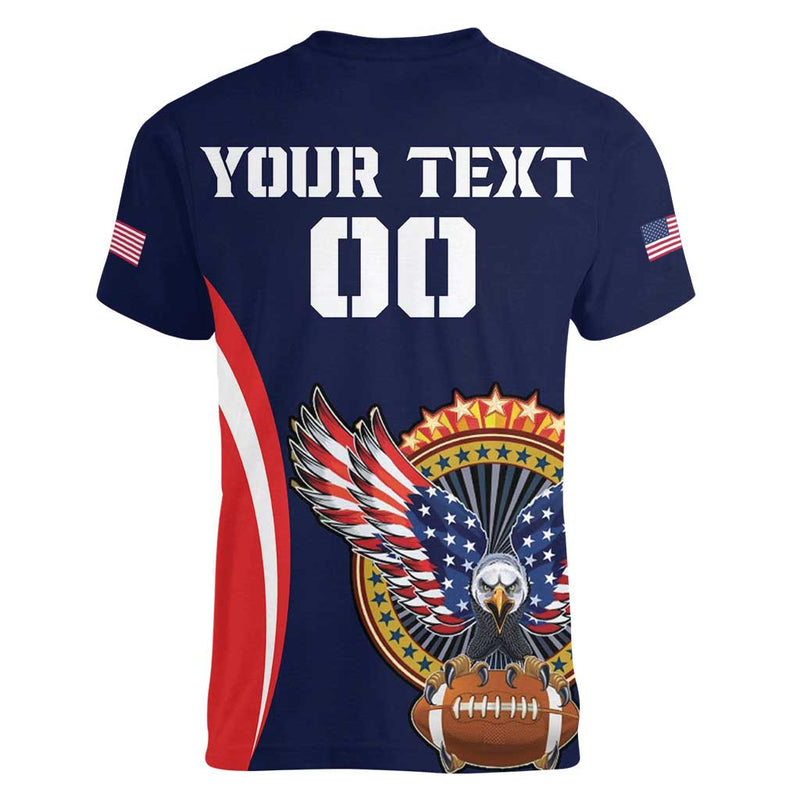 Custom USA Rugby Women V-Neck T-Shirt American Eagle With USA Flags LT18