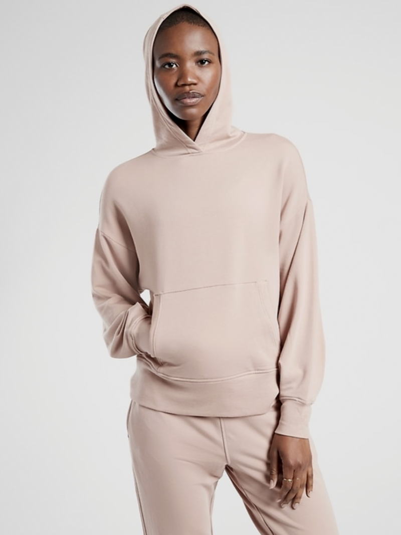 Athleta Mocha Latte Long Sleeve Balance Hoodie Sweatshirt Top