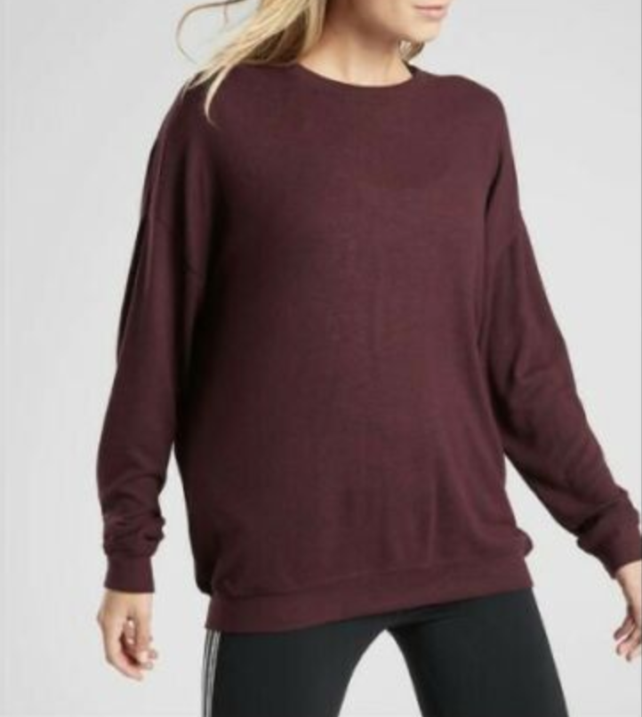 Athleta Burgundy Heather Mindful Soft Pullover
