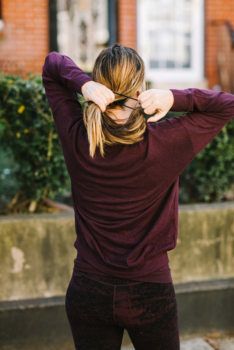 Athleta Burgundy Heather Mindful Soft Pullover
