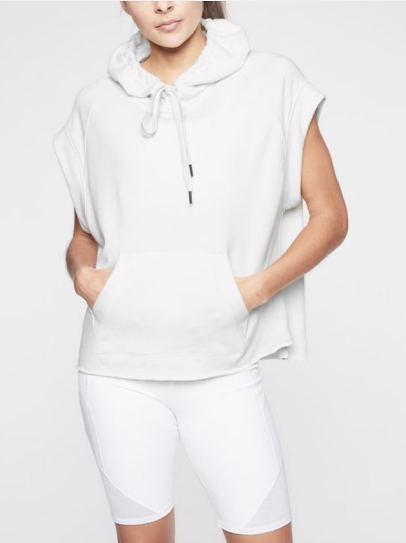 Athleta White Sleeveless Spar Fleece Hoodie