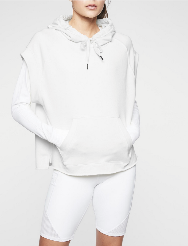 Athleta White Sleeveless Spar Fleece Hoodie