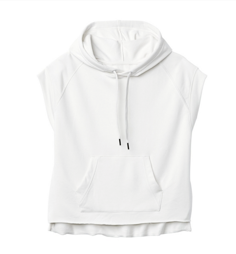 Athleta White Sleeveless Spar Fleece Hoodie