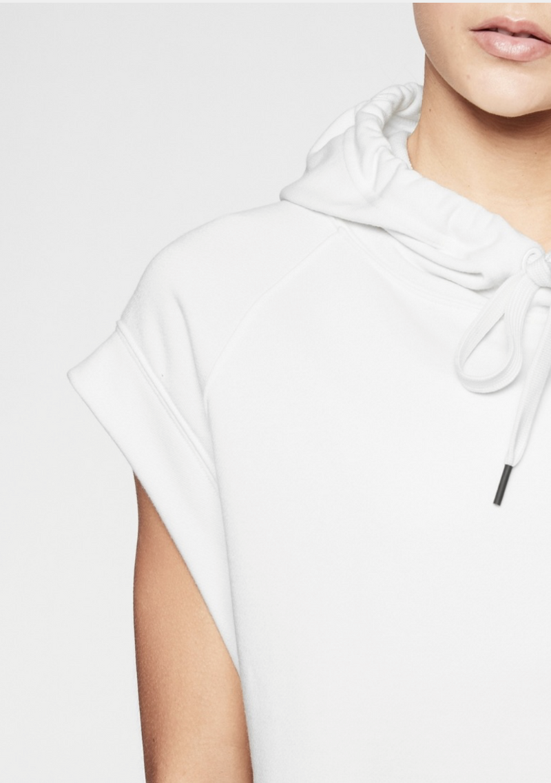 Athleta White Sleeveless Spar Fleece Hoodie