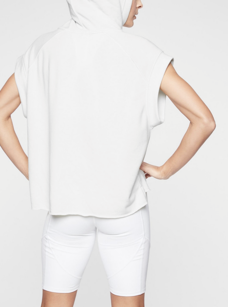 Athleta White Sleeveless Spar Fleece Hoodie