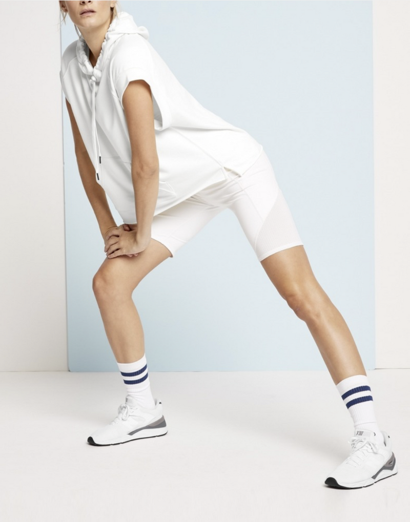 Athleta White Sleeveless Spar Fleece Hoodie