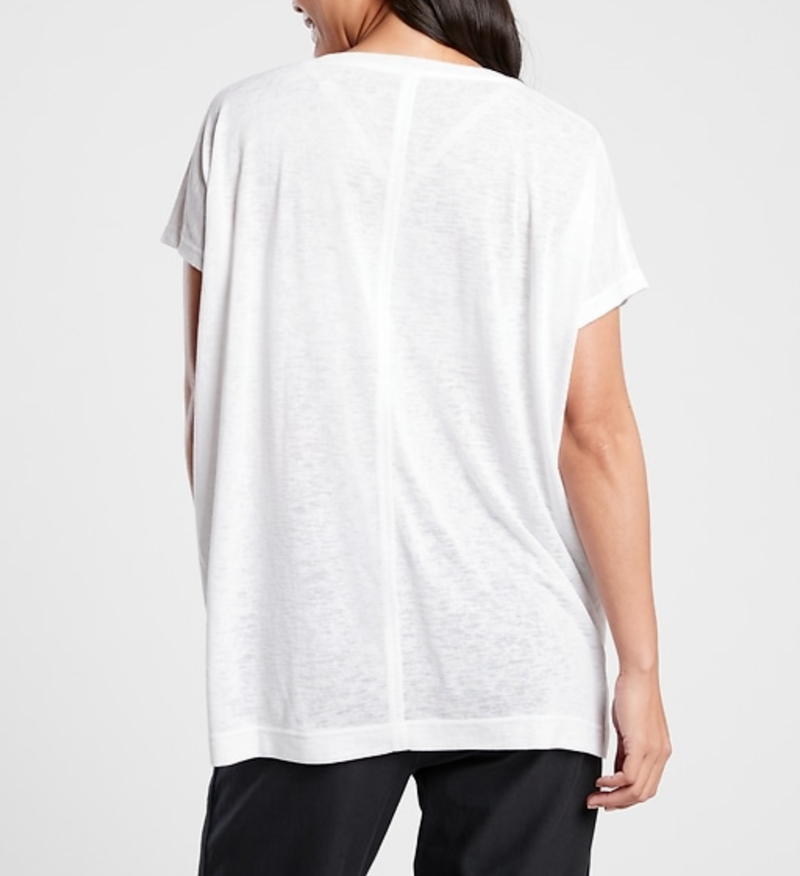 Athleta White Scoop Short Sleeve Release Breezy Tee