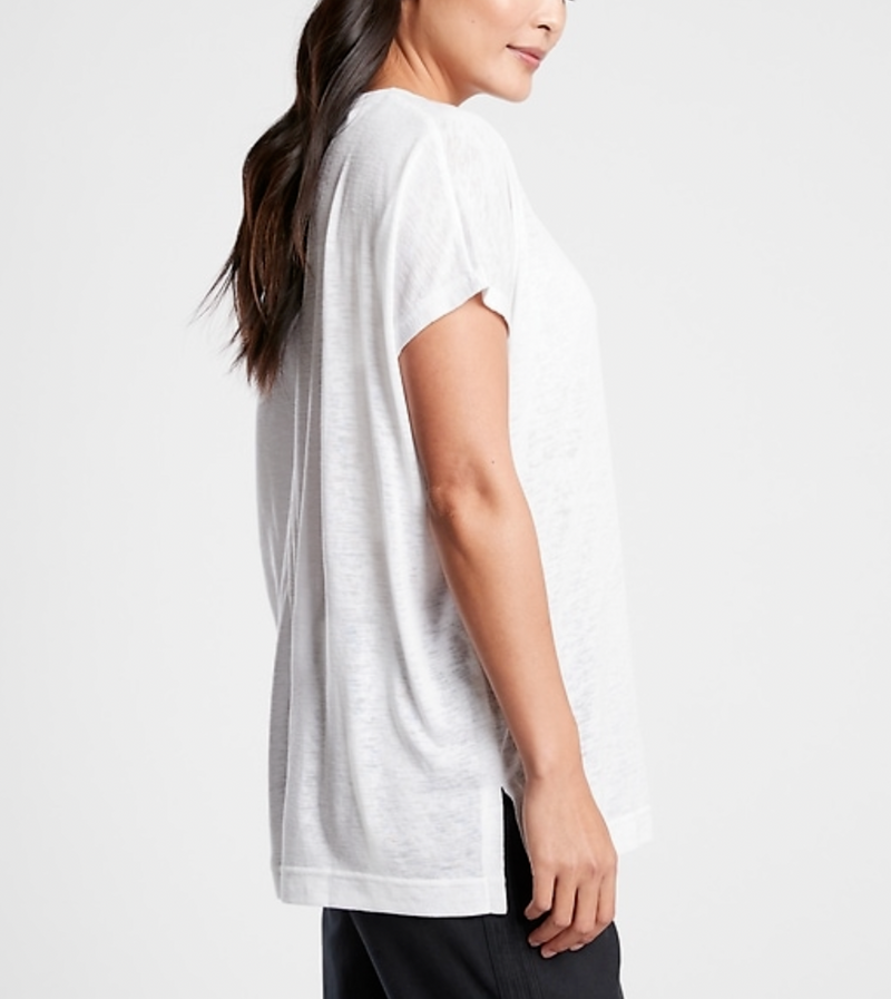 Athleta White Scoop Short Sleeve Release Breezy Tee
