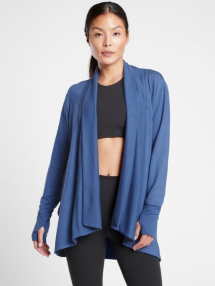Athleta Chrome Blue Nirvana Pranayama Wrap Cardigan