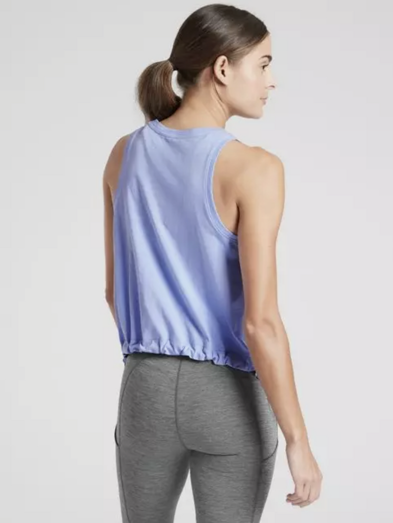 Athleta Blue Sleeveless Crew Neck Organic Daily Bungee Tank Top
