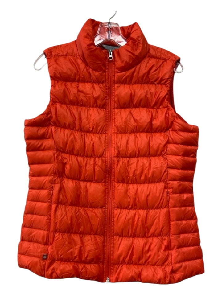 Athleta Size L Orange Nylon Puffer Zip Up Vest