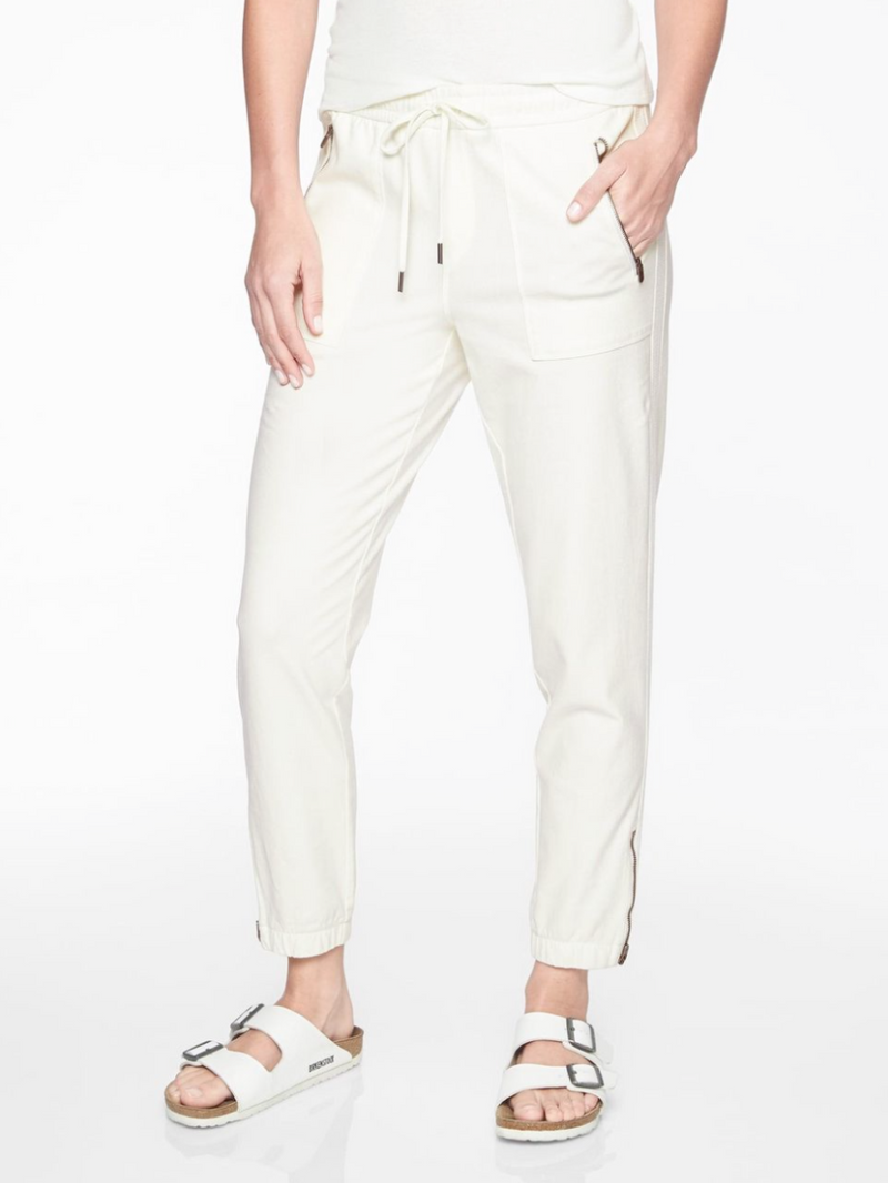 Athleta Birch Grey Elastic Waist Zippers Farallon Jogger Pants