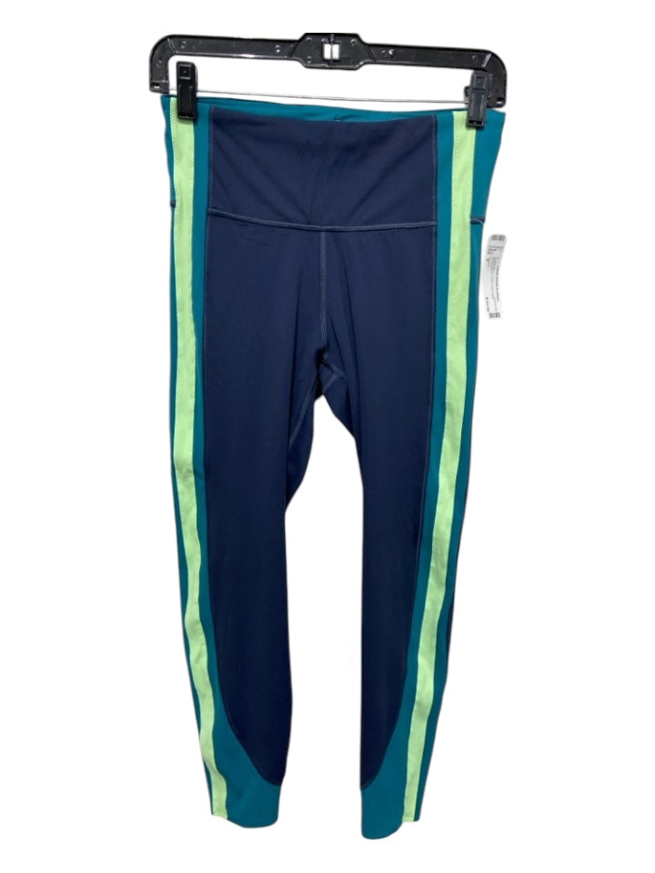 Athleta Size S Blue & Green Nylon Side Stripe Leggings