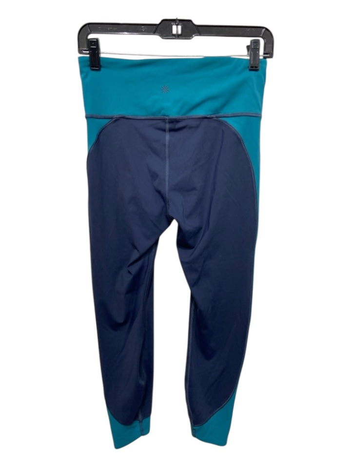 Athleta Size S Blue & Green Nylon Side Stripe Leggings
