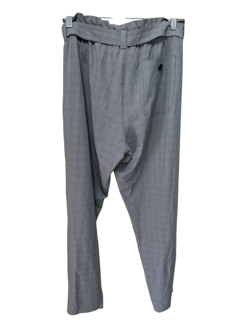 Athleta Size 12 Black & White Polyamide Elastic Waist Newsboy Sash plaid Pants