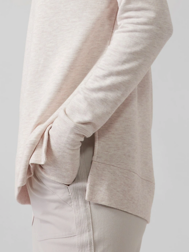 Athleta Toasted Brown Heather Soft Coaster Luxe V-Neck Sweatshirt