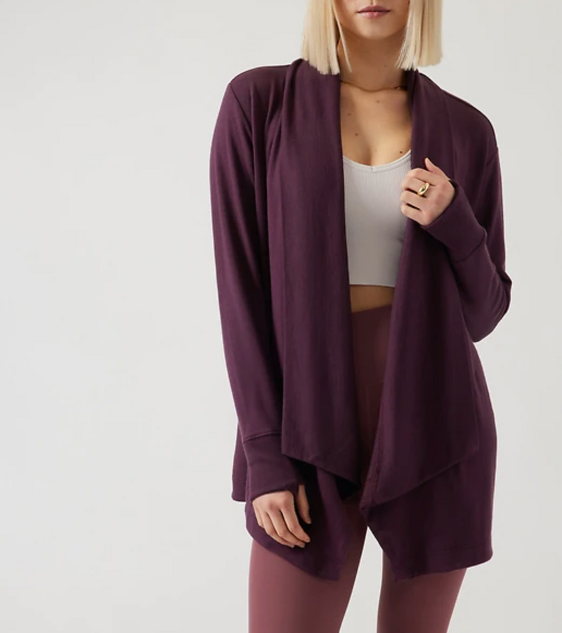 Athleta Spiced Cabernet Nirvana Pranayama Restore Wrap Cardigan