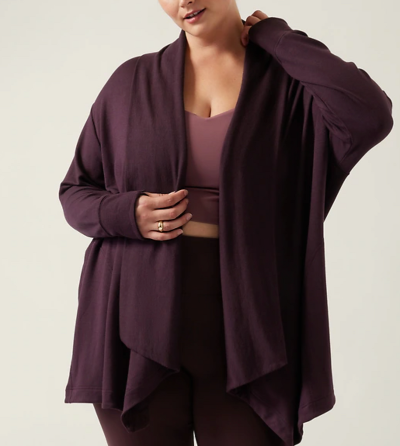 Athleta Spiced Cabernet Nirvana Pranayama Restore Wrap Cardigan